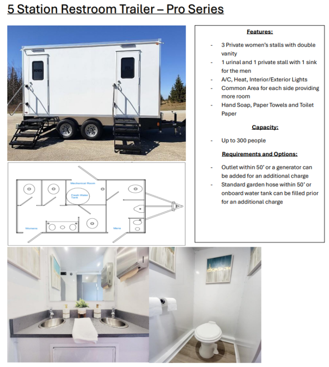 Restroom Trailer - 5 Stall