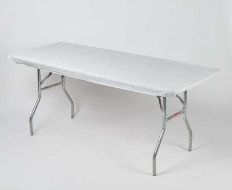 Linen, disposable vinyl - 8' banquet, white